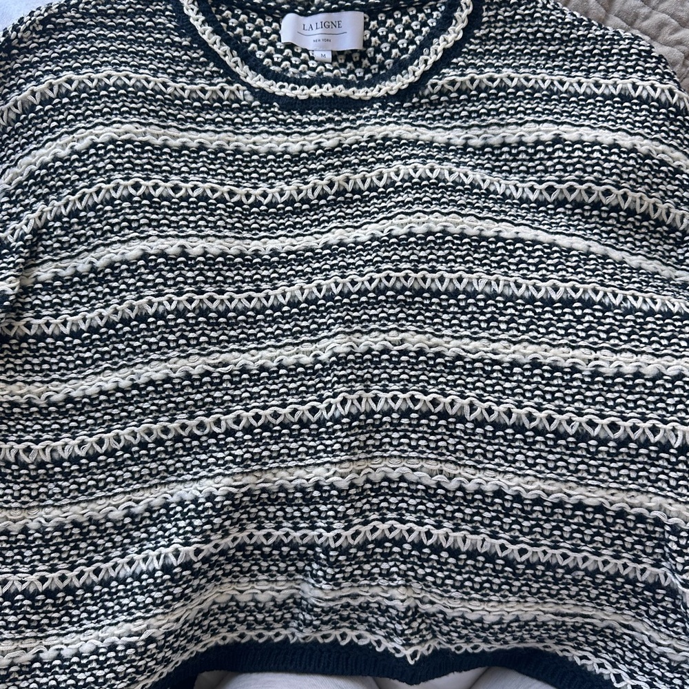 LA LIGNE Shell Stitch Stripe Crewneck Sweater - Picture 2 of 2